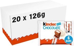 Kinder Chocolate Medium Bars, Bulk Chocolate Gift Box, Fine Milk Chocolate Bar with a Milky Filling, Pack of 20 x 126g