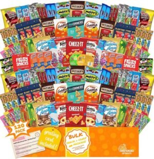 Snack Box Care Package (120 Count) Graduation 2023 Variety Snacks Gift Box ?C College Students, Military, Work or Home ?C Chips Cookies & Candy! Sweet Choice
